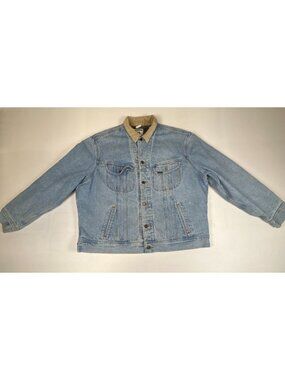 Vintage 90s Lee Blanket Lined Denim Jacket Corduroy Collar Size Large